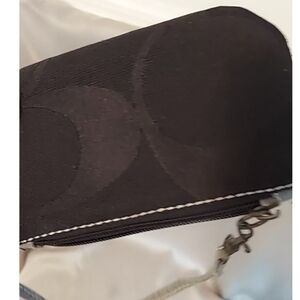 Coach Bag, Mini, Wristlet, Changepurse, Key Holder, Logo Pattern On Black Fabric